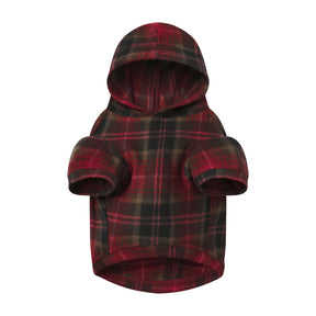FLEECE SLEEP PET HOODIE | CRANBERRY PLAID