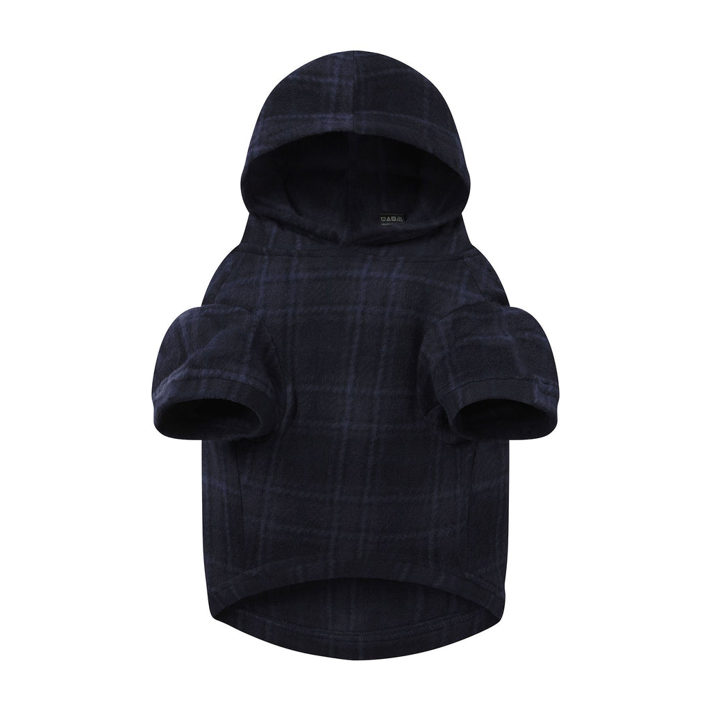 FLEECE SLEEP PET HOODIE | MIDNIGHT BLUE PLAID