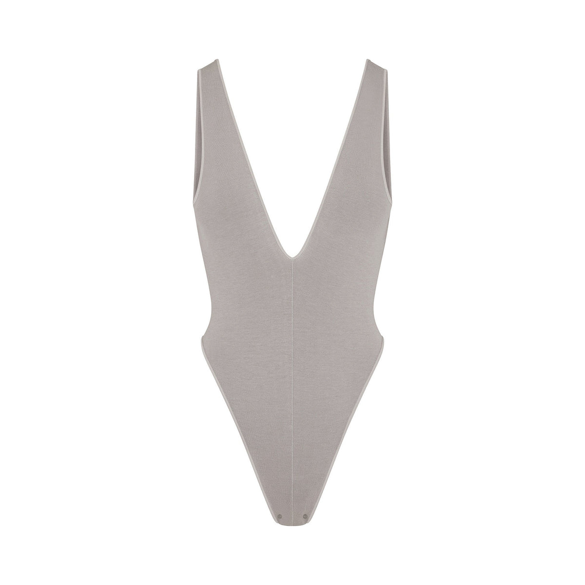 SEAMLESS MODAL DEEP PLUNGE BODYSUIT | SMOKE