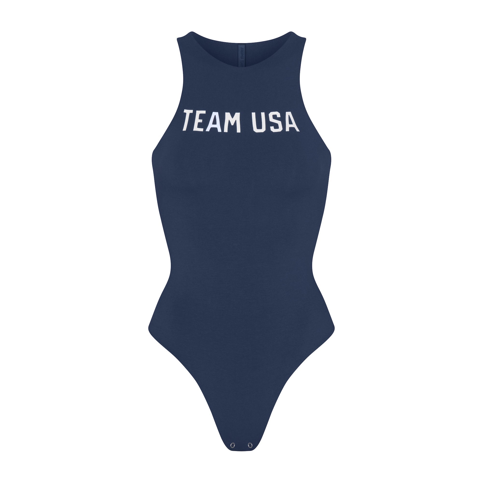 SKIMS FOR TEAM USA COTTON JERSEY OLYMPIC HIGH NECK BODYSUIT | NAVY