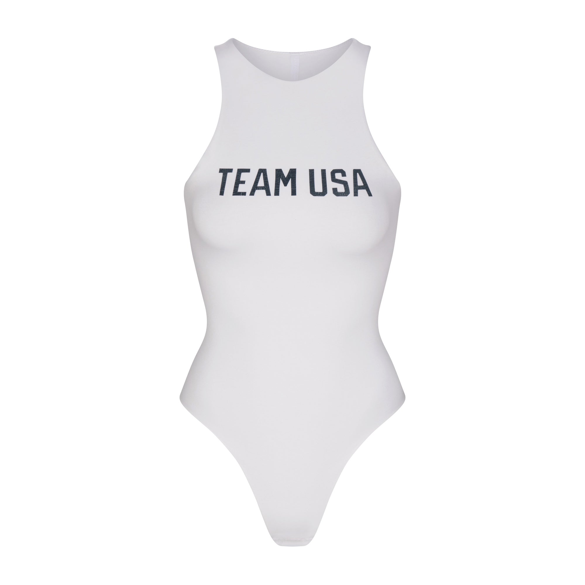 SKIMS FOR TEAM USA COTTON JERSEY OLYMPIC HIGH NECK BODYSUIT | WHITE