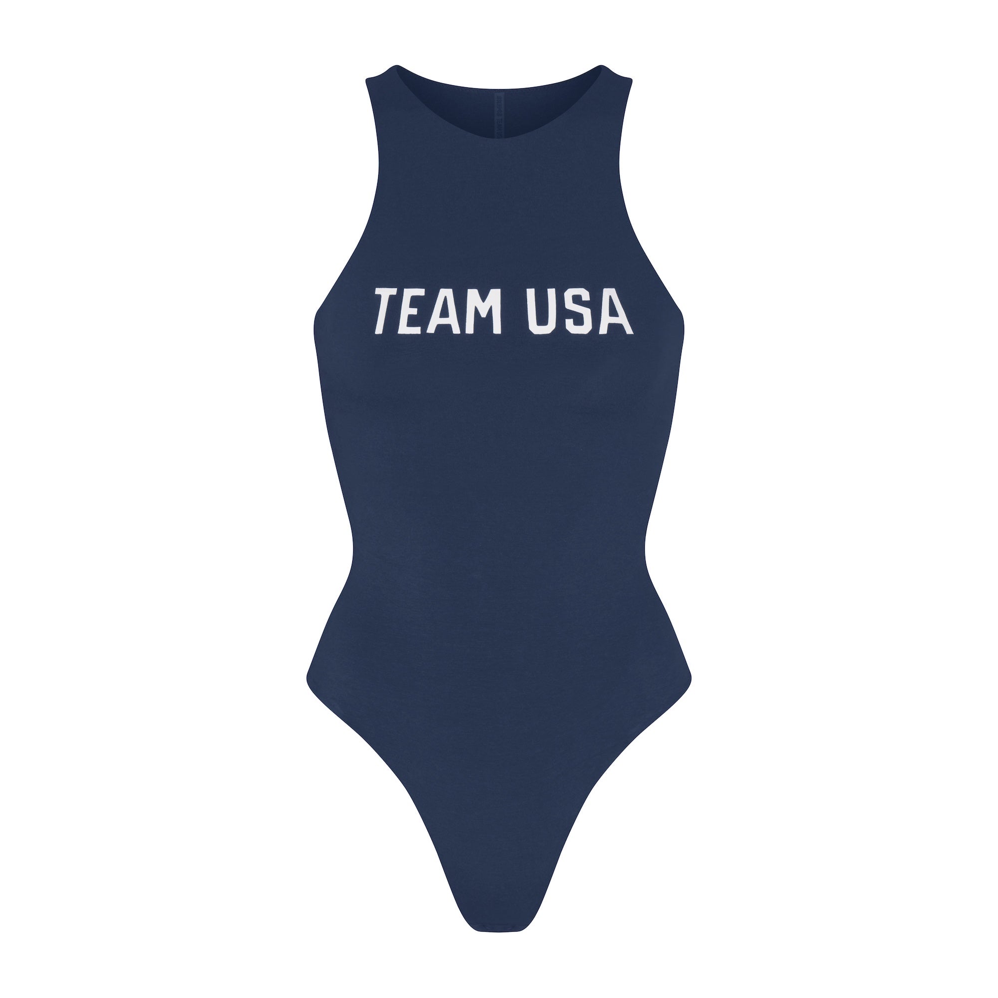 SKIMS FOR TEAM USA COTTON JERSEY PARALYMPIC HIGH NECK BODYSUIT | NAVY
