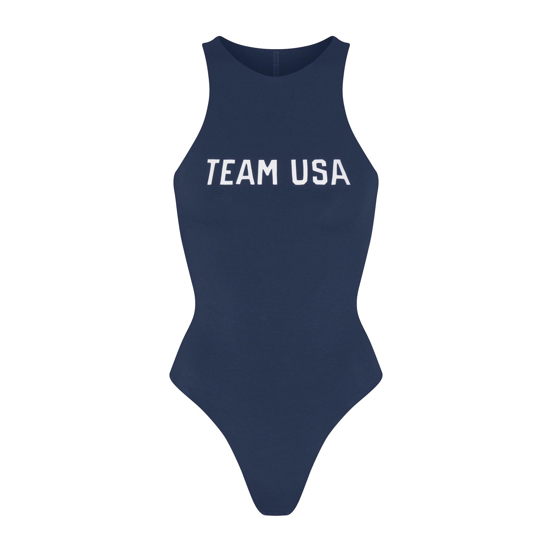 SKIMS FOR TEAM USA COTTON JERSEY PARALYMPIC HIGH NECK BODYSUIT | NAVY