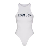 SKIMS FOR TEAM USA COTTON JERSEY PARALYMPIC HIGH NECK BODYSUIT | WHITE