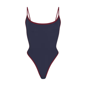FITS EVERYBODY CONTRAST TRIM SCOOP NECK BODYSUIT | NAVY