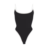 FITS EVERYBODY CONTRAST TRIM SCOOP NECK BODYSUIT | ONYX