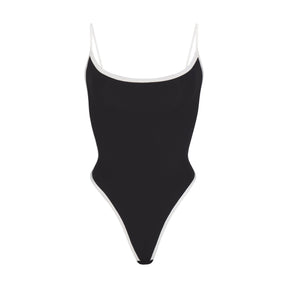 FITS EVERYBODY CONTRAST TRIM SCOOP NECK BODYSUIT | ONYX