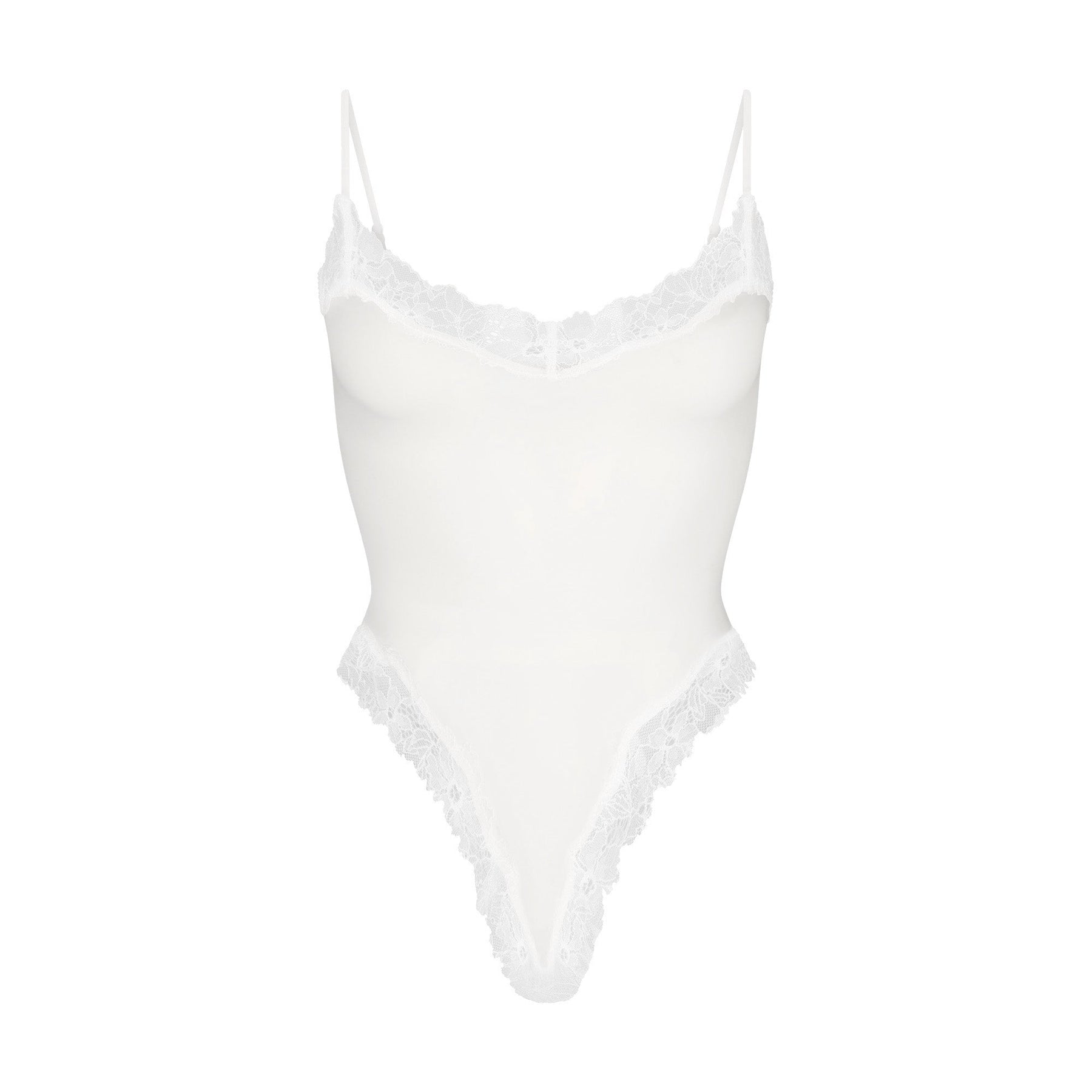 COTTON LACE CAMI BODYSUIT | MARBLE