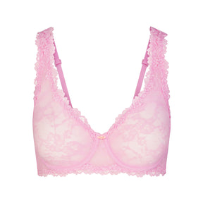 STRETCH LACE UNLINED FULL COVERAGE BRA | COTTON CANDY