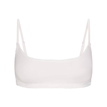 Lightweight Cotton Logo Picot Scoop Bralette