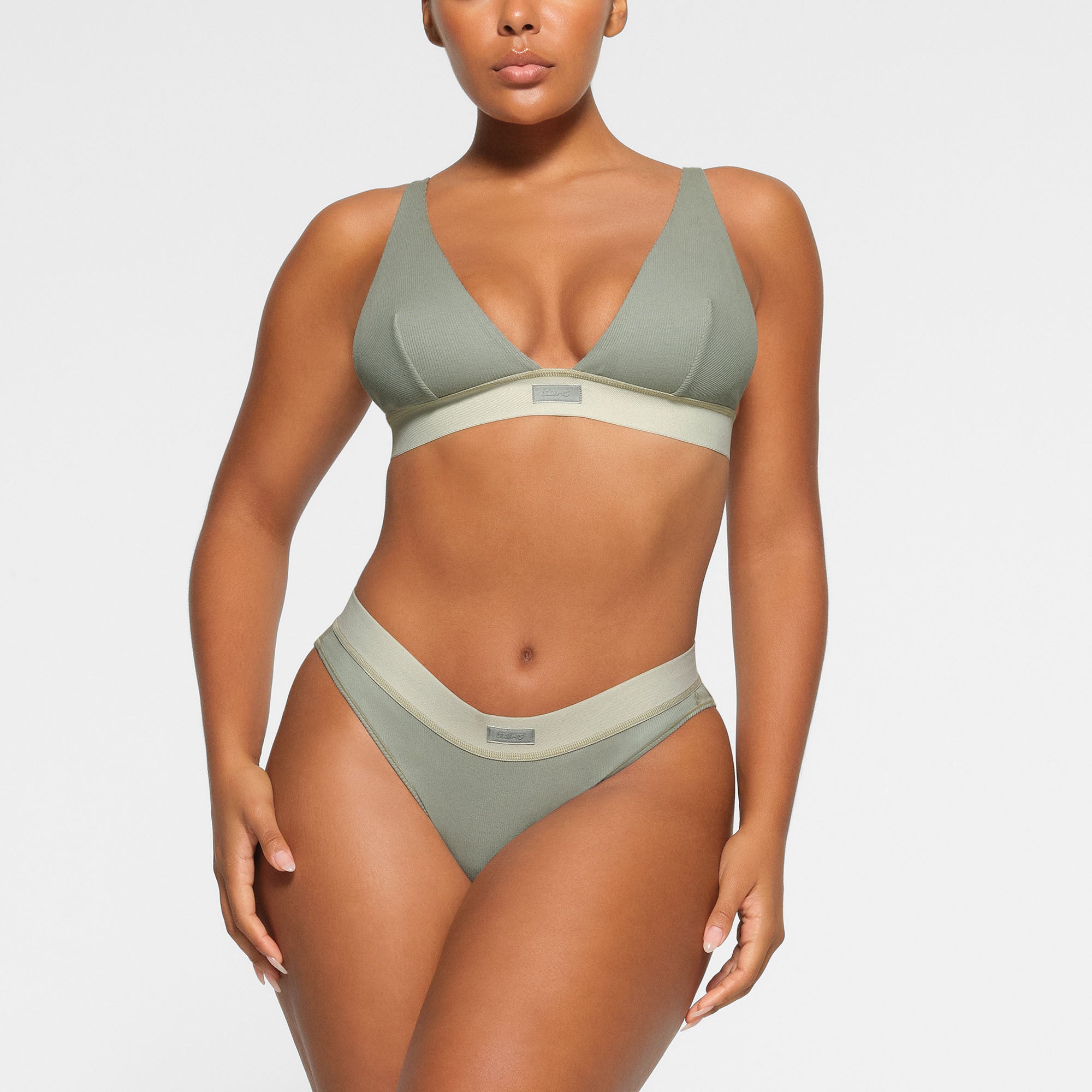 Cotton Rib Plunge Bralette