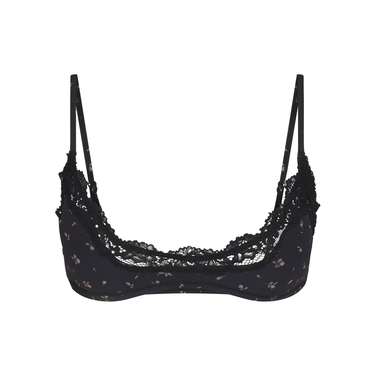 FITS EVERYBODY LACE SCOOP BRALETTE | ONYX ROSEBUD PRINT