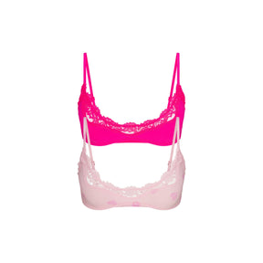 FITS EVERYBODY LACE SCOOP BRALETTE 2-PACK | FLAMINGO AND HEART BREAKER