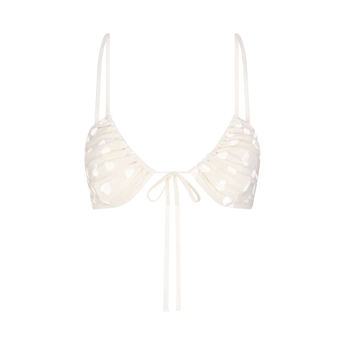 SHEER VELVET TIE FRONT BRALETTE | MARBLE