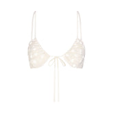 SHEER VELVET TIE FRONT BRALETTE | MARBLE