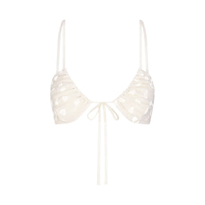 SHEER VELVET TIE FRONT BRALETTE | MARBLE