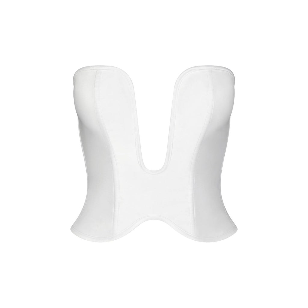 SKIMS ROMANCE SATIN PLUNGE CORSET | SNOW