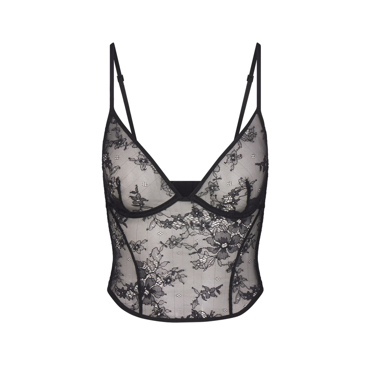 ULTRA FINE LACE PLUNGE CORSET | ONYX