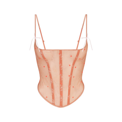 EMBROIDERED TULLE CORSET | GUAVA HEART TULLE
