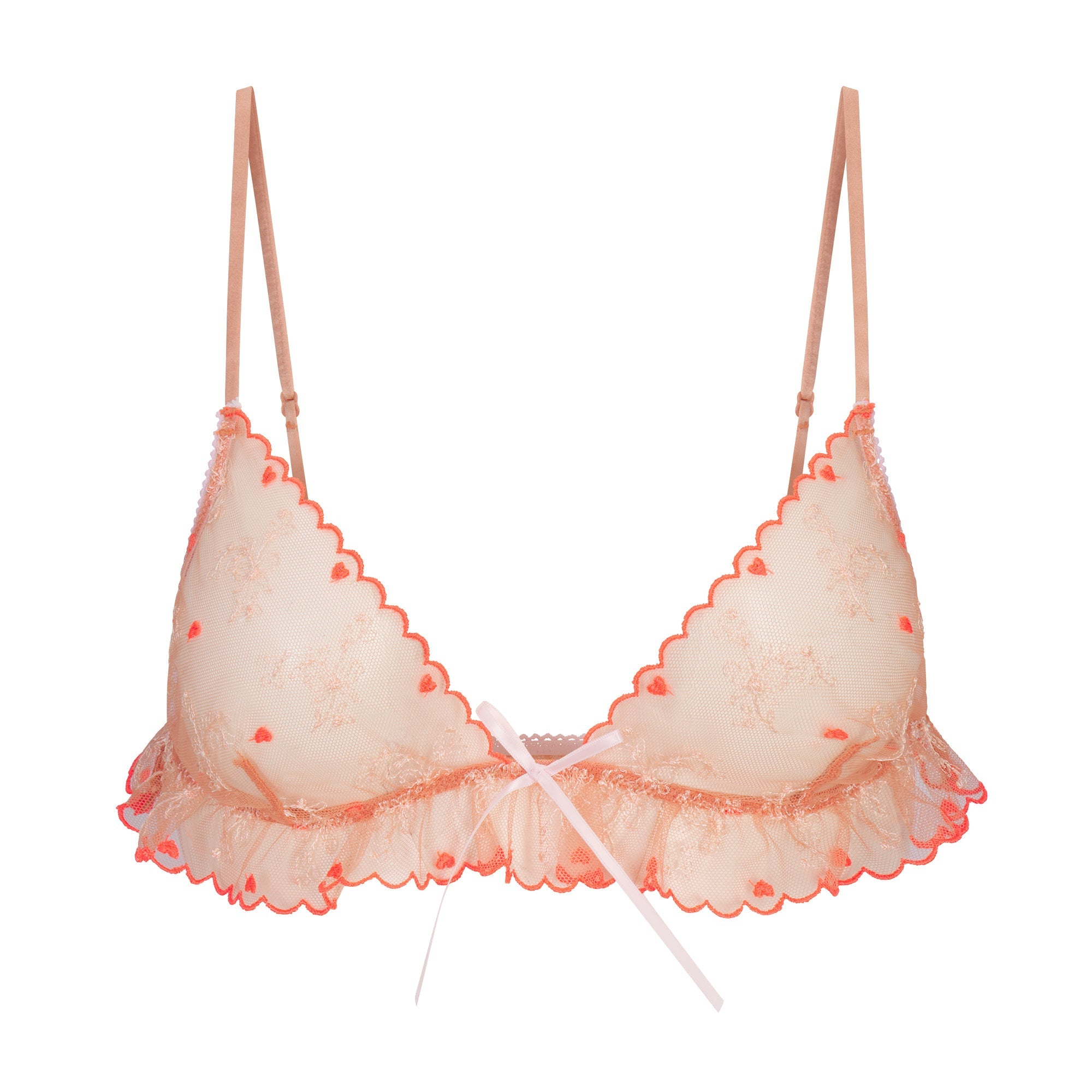EMBROIDERED TULLE SKIMPY TRIANGLE BRALETTE | GUAVA HEART TULLE