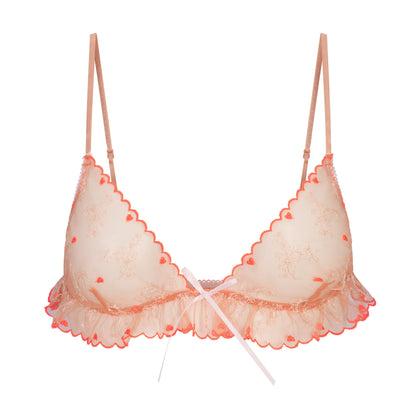 EMBROIDERED TULLE SKIMPY TRIANGLE BRALETTE | GUAVA HEART TULLE