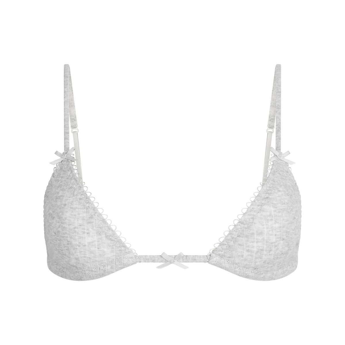 POINTELLE TRIANGLE BRALETTE | LIGHT HEATHER GREY