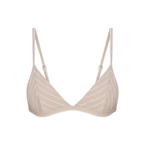 COTTON POPLIN TRIANGLE BRALETTE | STONE STRIPE