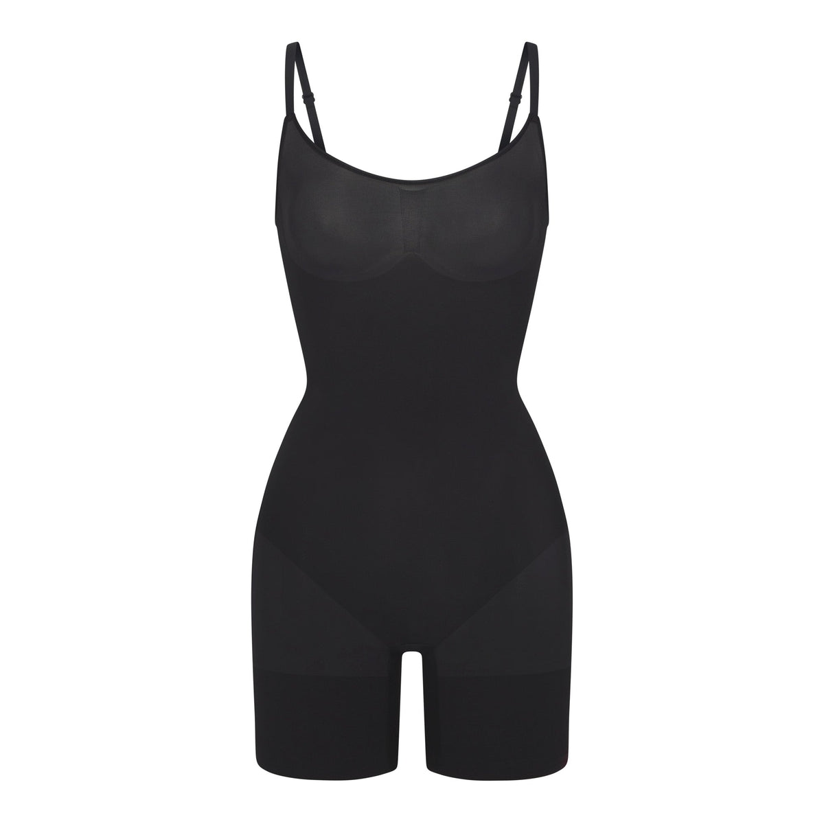 SHEER SEAMLESS MID THIGH BODYSUIT | ONYX