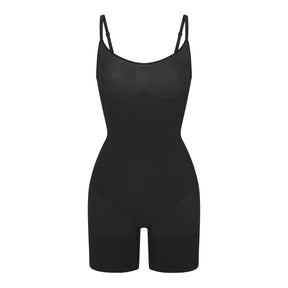SHEER SEAMLESS MID THIGH BODYSUIT | ONYX