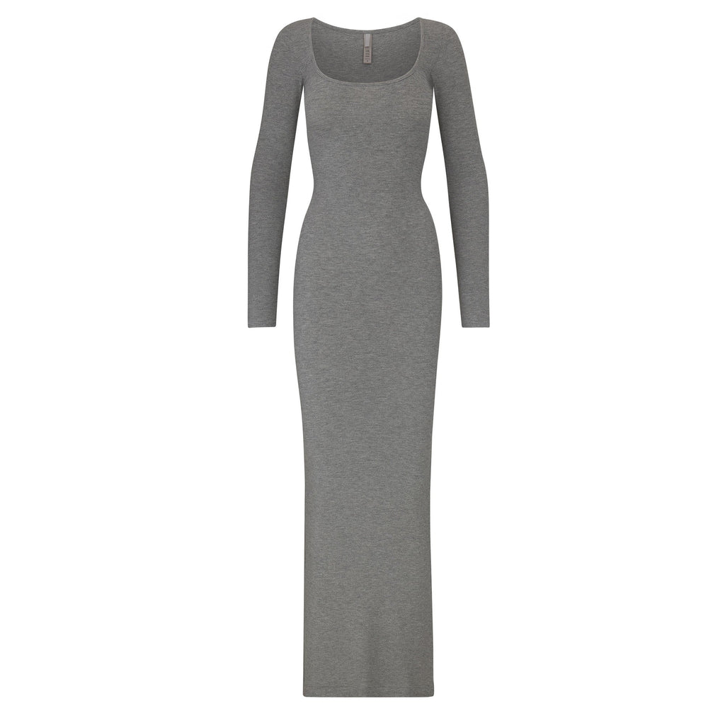 SOFT LOUNGE LONG SLEEVE DRESS | HEATHER GREY