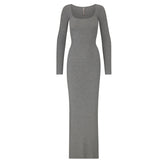SOFT LOUNGE LONG SLEEVE DRESS | HEATHER GREY