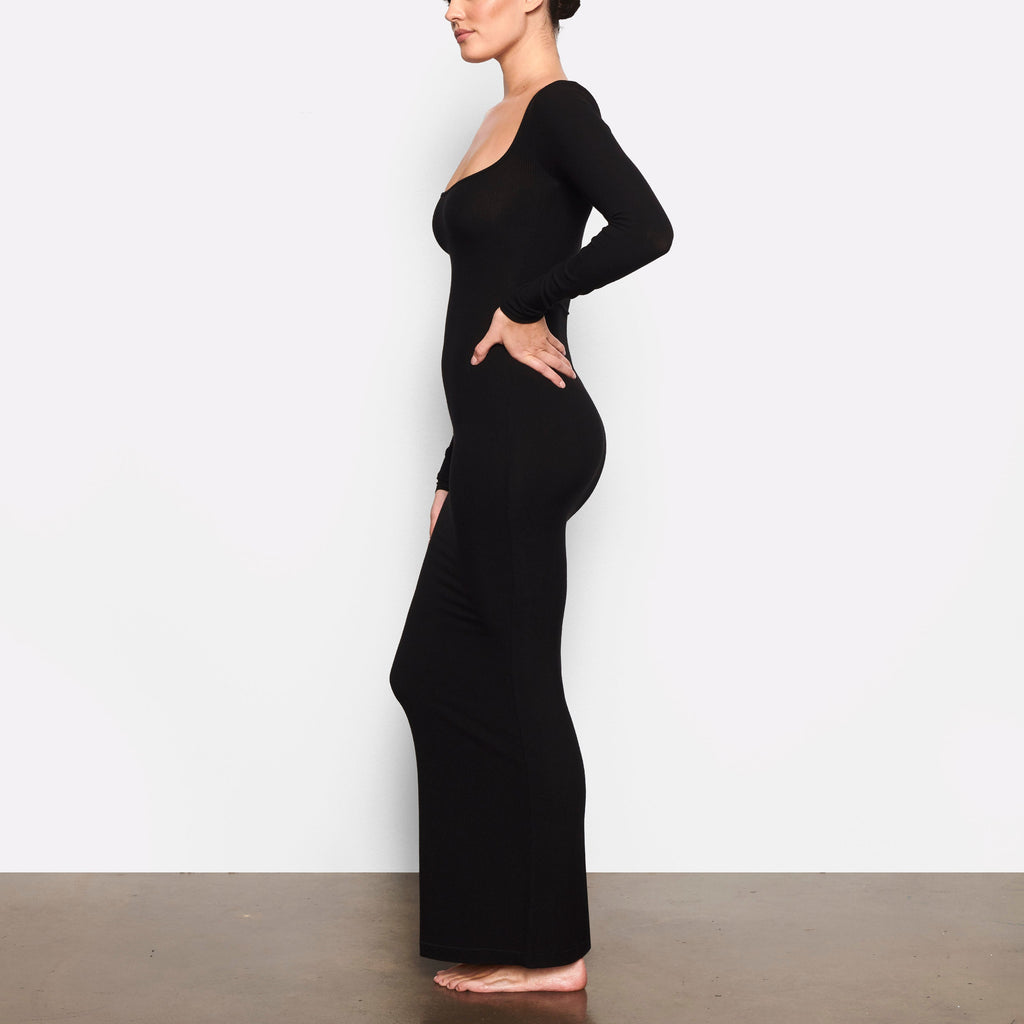 SOFT LOUNGE LONG SLEEVE DRESS | ONYX