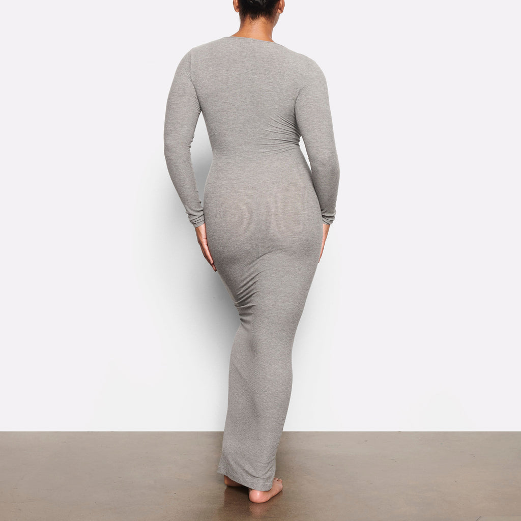 SOFT LOUNGE LONG SLEEVE DRESS | HEATHER GREY