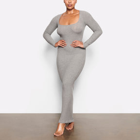 SOFT LOUNGE LONG SLEEVE DRESS | HEATHER GREY