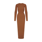 FITS EVERYBODY CREW NECK LONG SLEEVE DRESS | BRONZE
