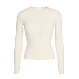 COTTON JERSEY LONG SLEEVE T-SHIRT | BONE