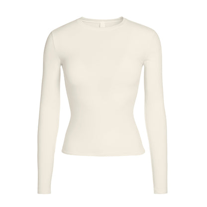 COTTON JERSEY LONG SLEEVE T-SHIRT | BONE