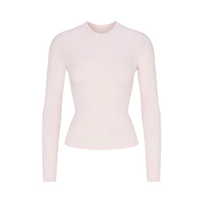 COTTON JERSEY LONG SLEEVE T-SHIRT | BARELY PINK