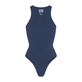 SKIMS FOR TEAM USA COTTON JERSEY PARALYMPIC HIGH NECK BODYSUIT | NAVY
