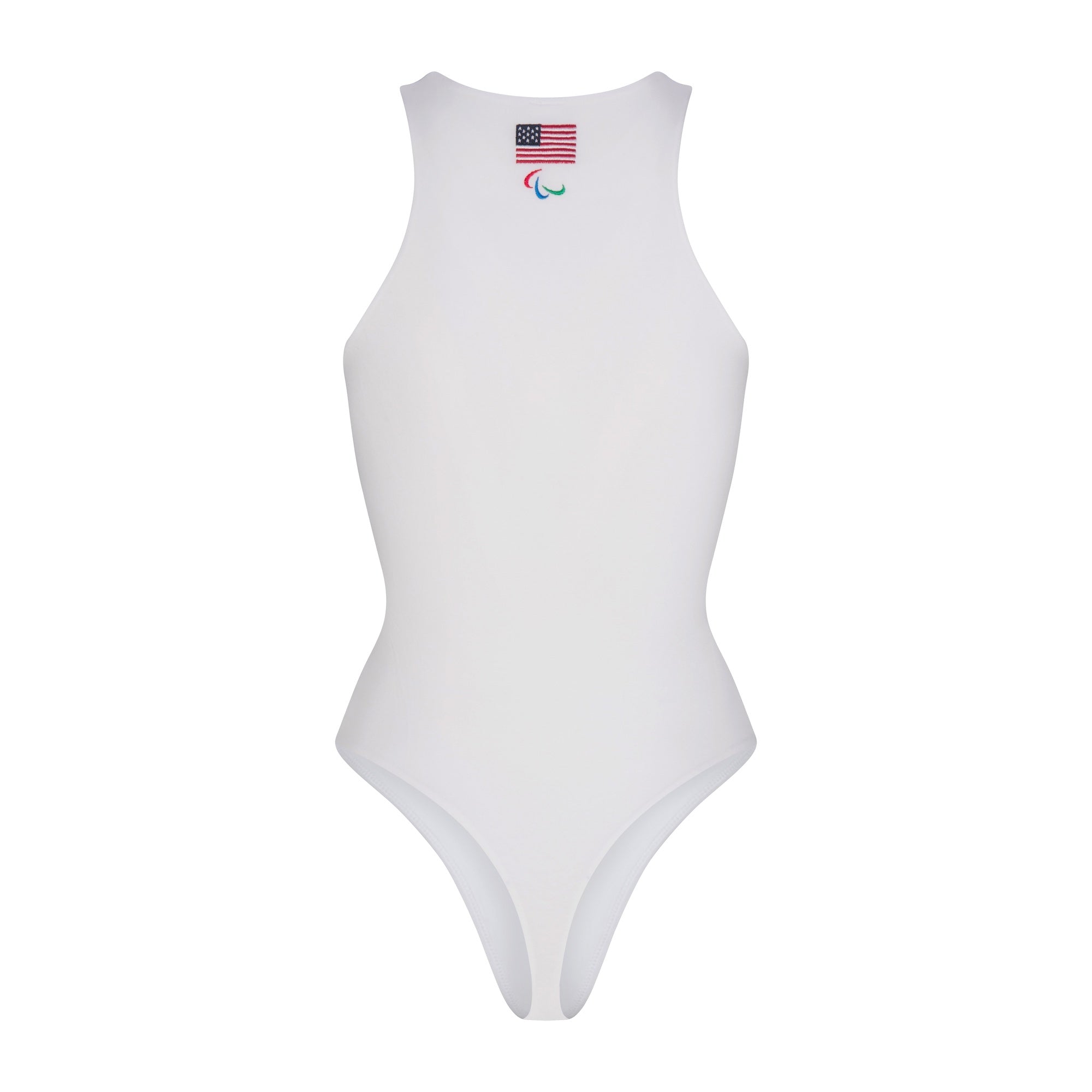 SKIMS FOR TEAM USA COTTON JERSEY PARALYMPIC HIGH NECK BODYSUIT | WHITE