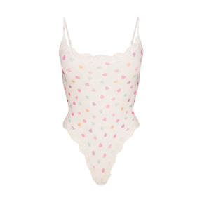 FITS EVERYBODY LACE CAMI BODYSUIT | MARBLE CANDY HEART PRINT