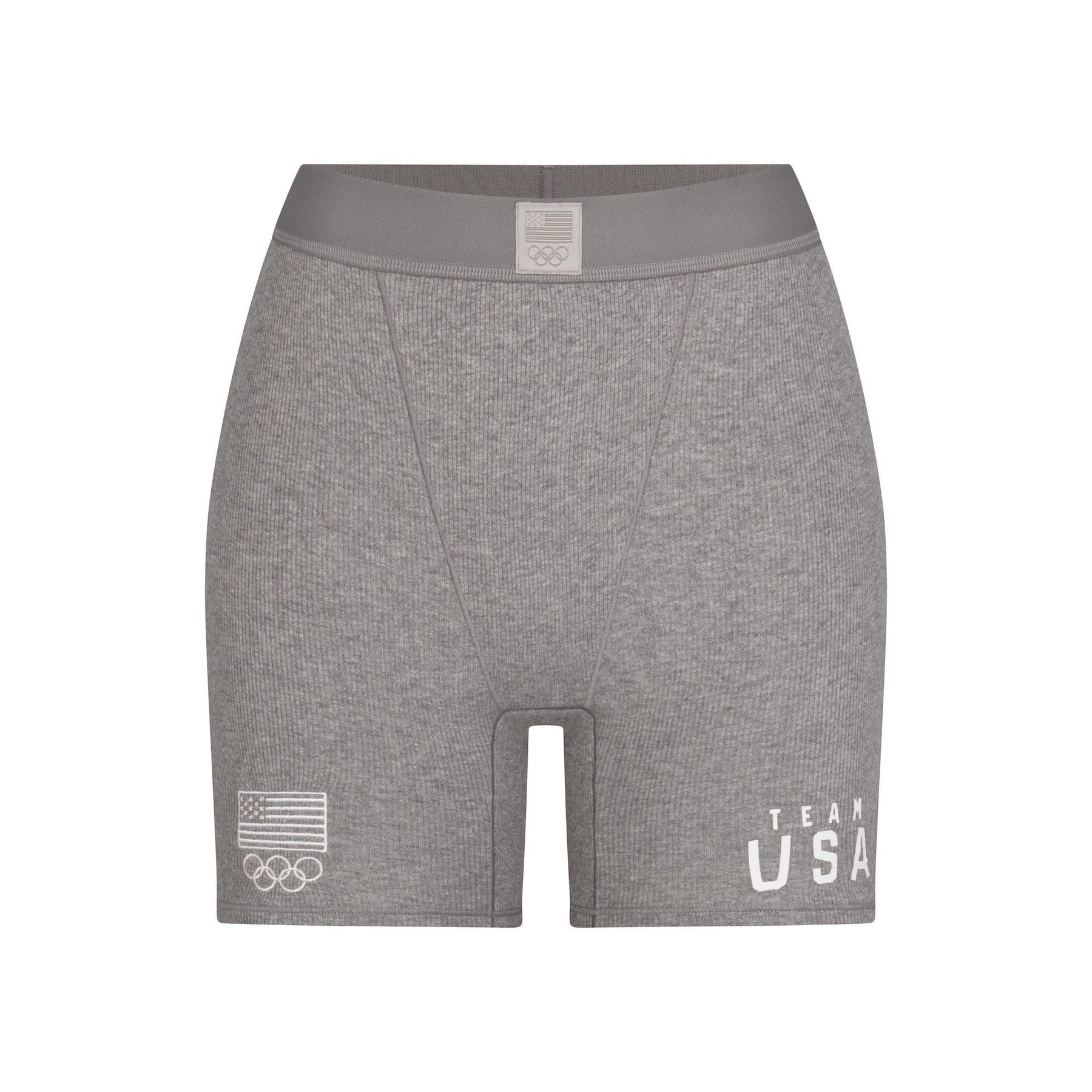 SKIMS FOR TEAM USA COTTON RIB OLYMPIC BOXER | HEATHER GREY
