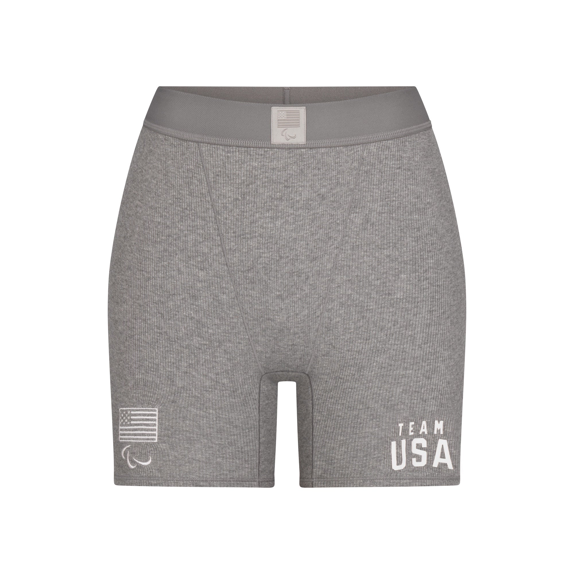 SKIMS FOR TEAM USA COTTON RIB PARALYMPIC BOXER | HEATHER GREY
