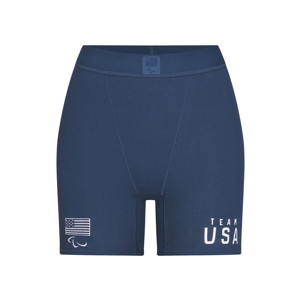 SKIMS FOR TEAM USA COTTON RIB PARALYMPIC BOXER | NAVY