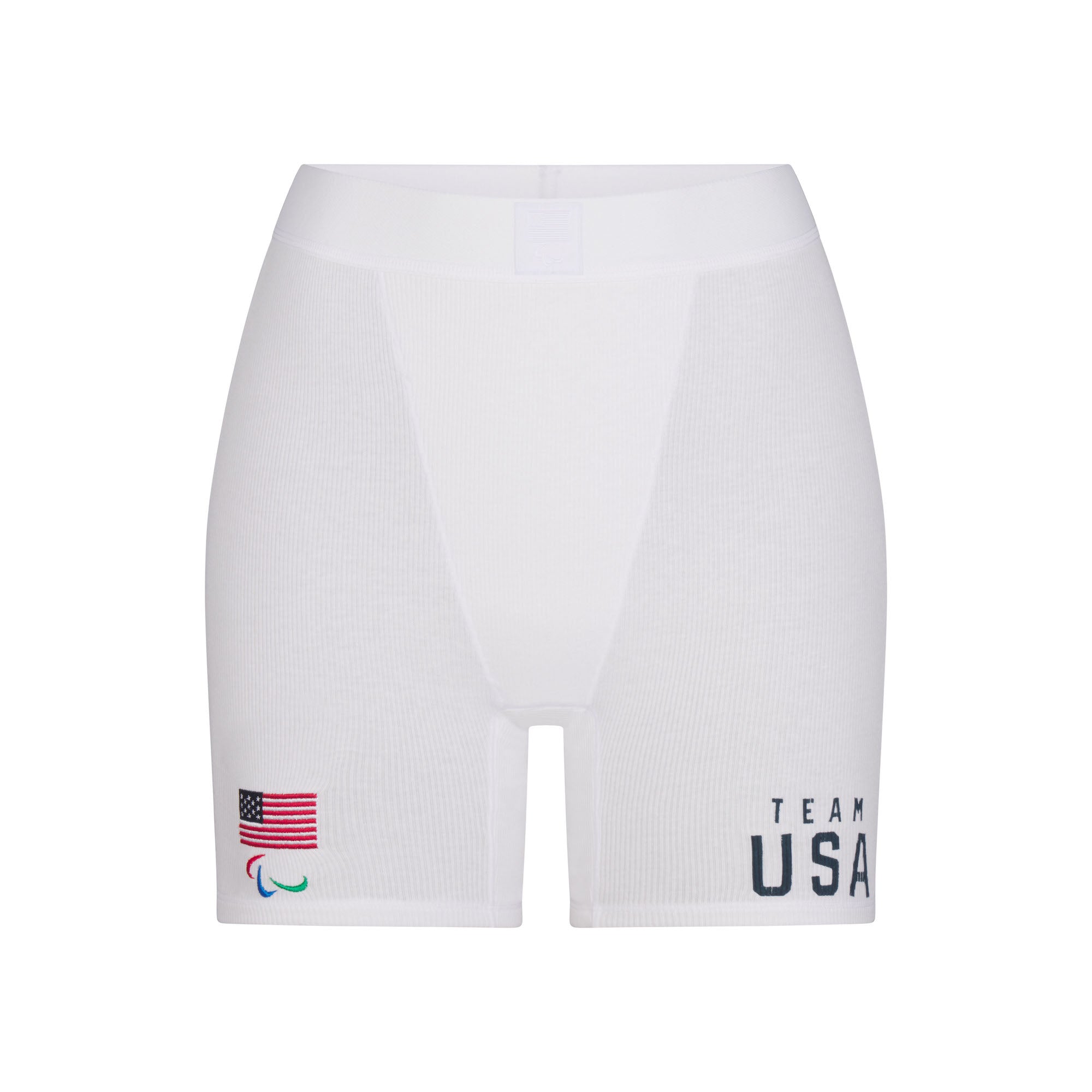 SKIMS FOR TEAM USA COTTON RIB PARALYMPIC BOXER | WHITE