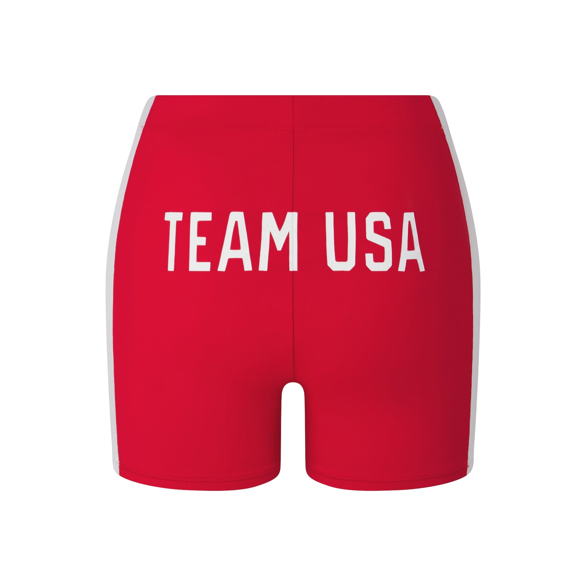 SKIMS FOR TEAM USA SIGNATURE SWIM OLYMPIC MID WAIST SHORT | RED