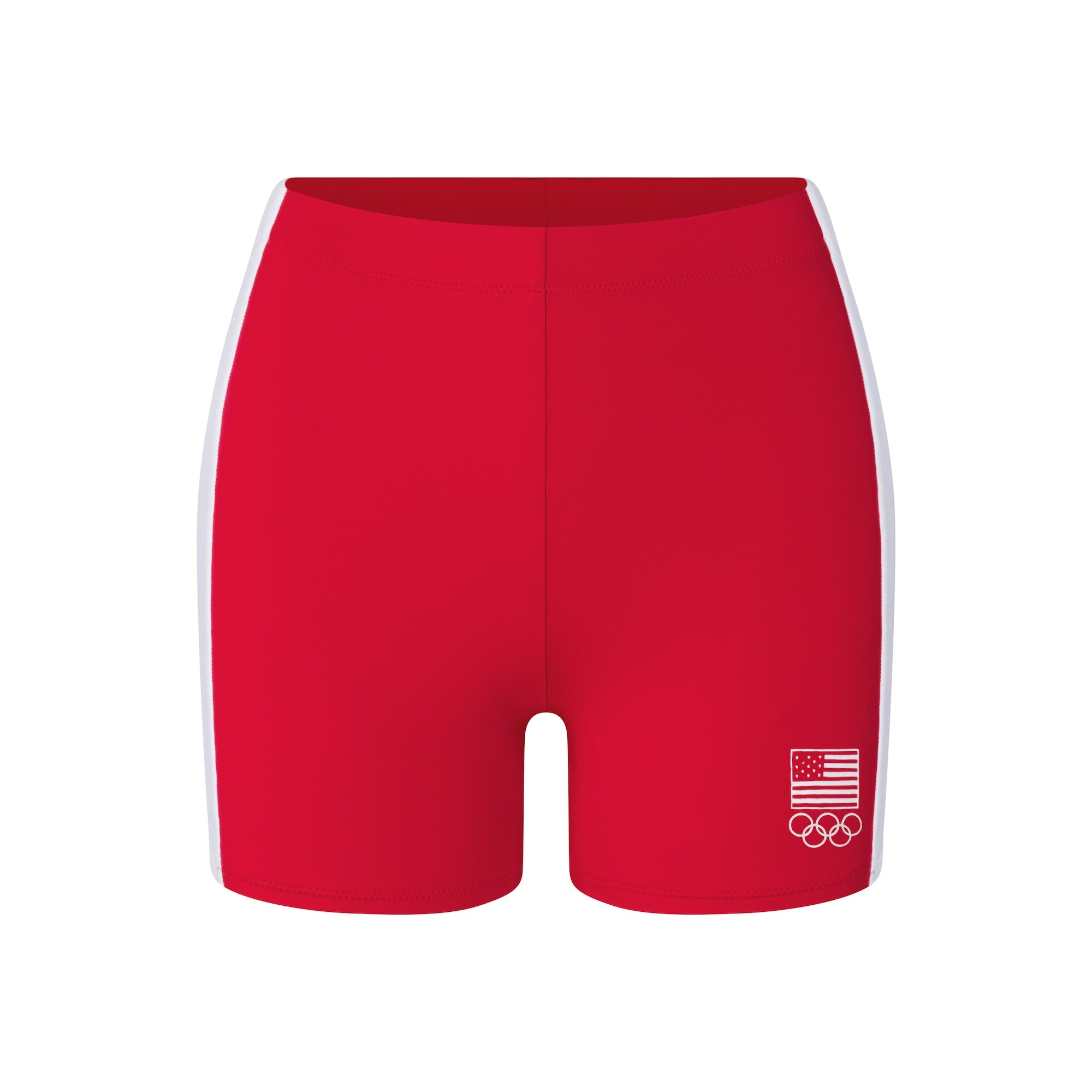 SKIMS FOR TEAM USA SIGNATURE SWIM OLYMPIC MID WAIST SHORT | RED