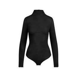 SHEER MODAL LONG SLEEVE TURTLENECK BODYSUIT | ONYX
