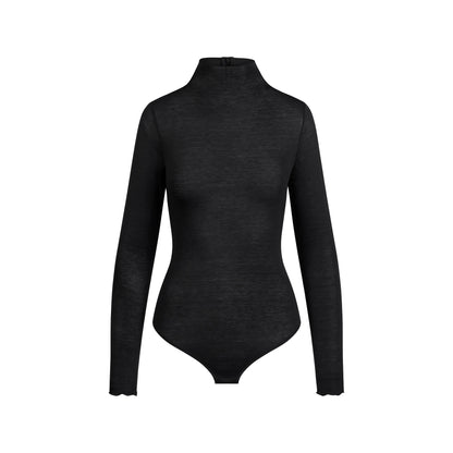 Sheer Modal Long Sleeve Turtleneck Bodysuit