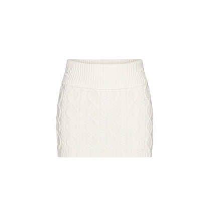 SWEATER KNITS CABLE KNIT MINI SKIRT | IVORY
